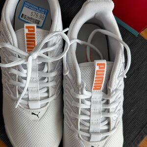 Puma White and Orange Athletic Shoes